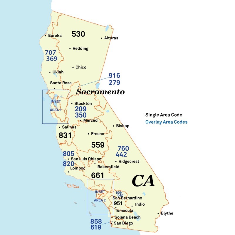 Area codes of California