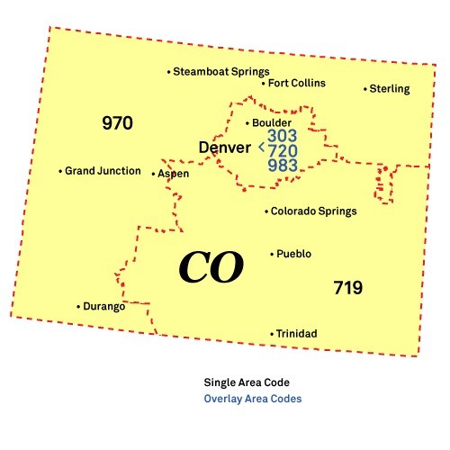 Area codes of Colorado