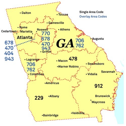 Area codes of Georgia