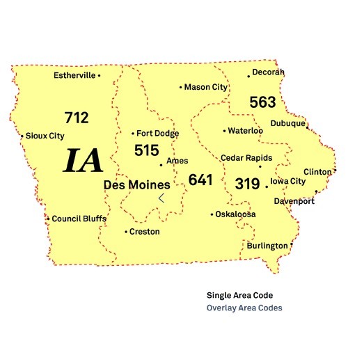 Area codes of Iowa