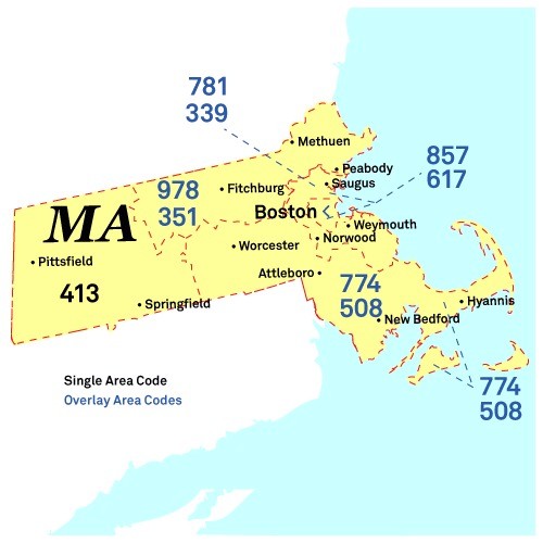 Area codes of Massachusetts