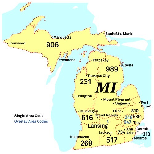 Area codes of Michigan