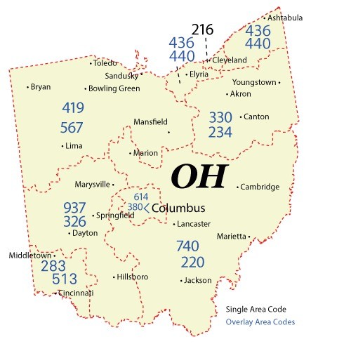 Area codes of Ohio