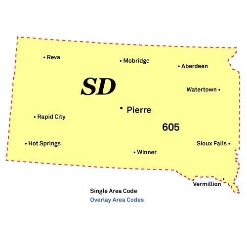 Area codes of South Dakota