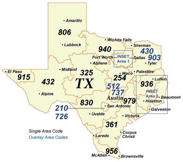 Area codes of Texas