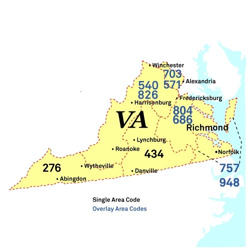 Area codes of Virginia