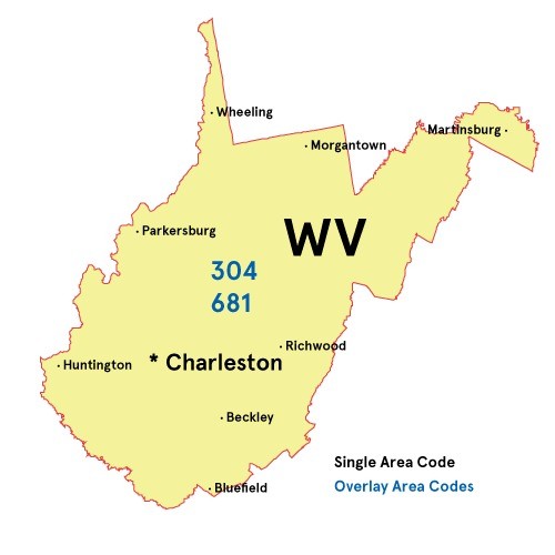 Area codes of West Virginia